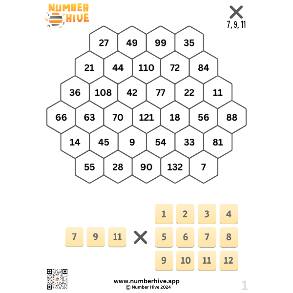 Number Hive Game Boards - Multiplication Strategy Game Teacher Resource 12345&10 x 1-12