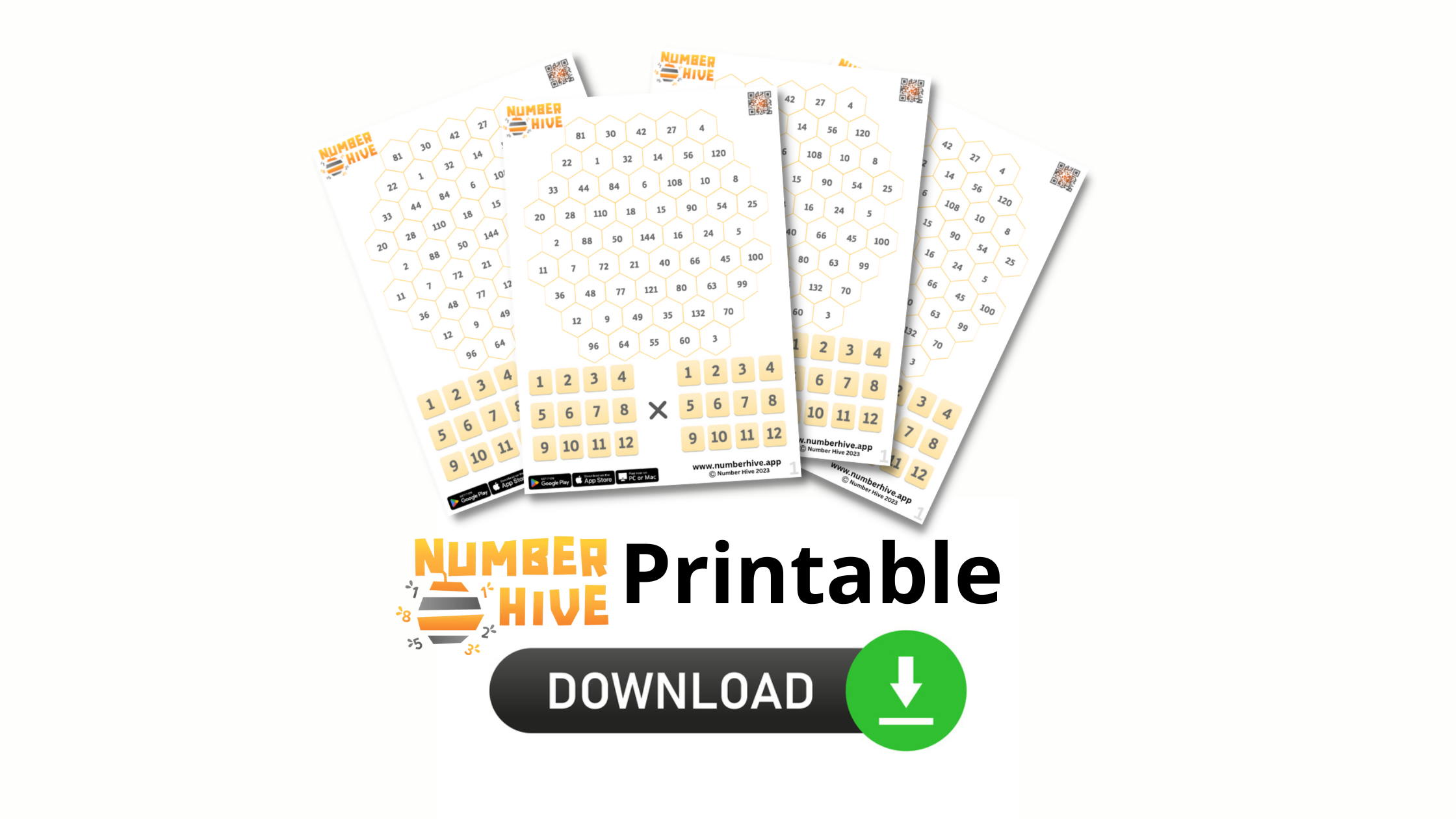 Number Hive Printouts Multiplication Strategy Game