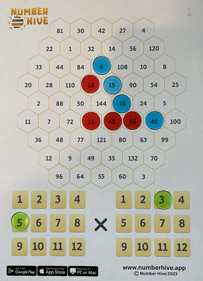 Number Hive Printouts Multiplication Strategy Game